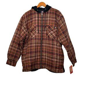 Dickies Men's L Flannel Plaid Jacket Coat Vintage Y2K Work Barn Hooded Lined NWT